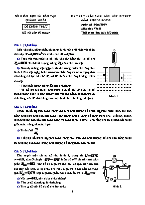 Đề thi tuyển sinh vào Lớp 10 THPT môn Vật lý - Năm học 2019-2020